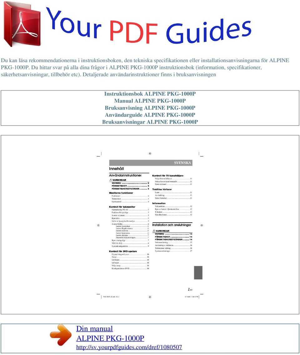 Du hittar svar på alla dina frågor i instruktionsbok (information, specifikationer,