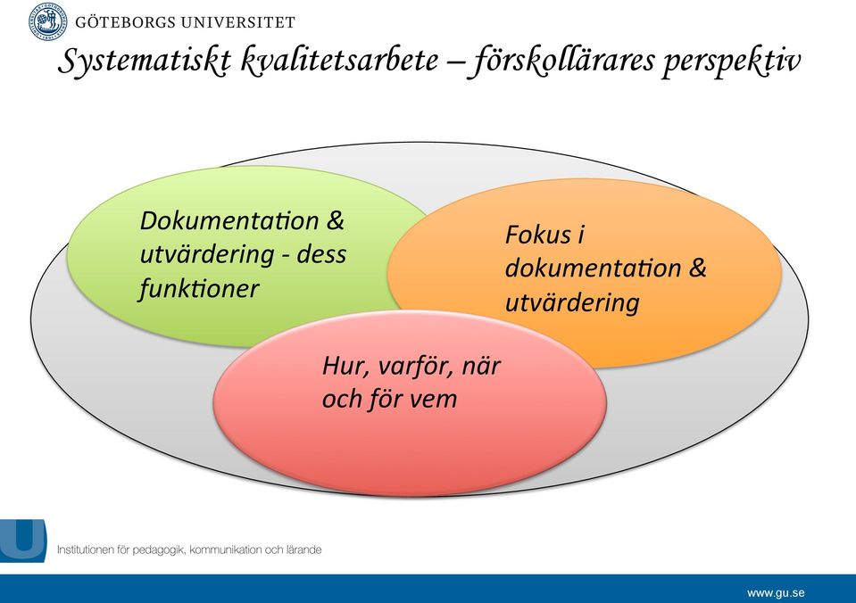 utvärdering - dess funk*oner Fokus i