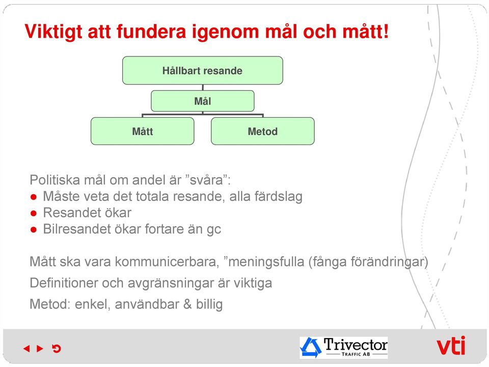 totala resande, alla färdslag Resandet ökar Bilresandet ökar fortare än gc Mått ska