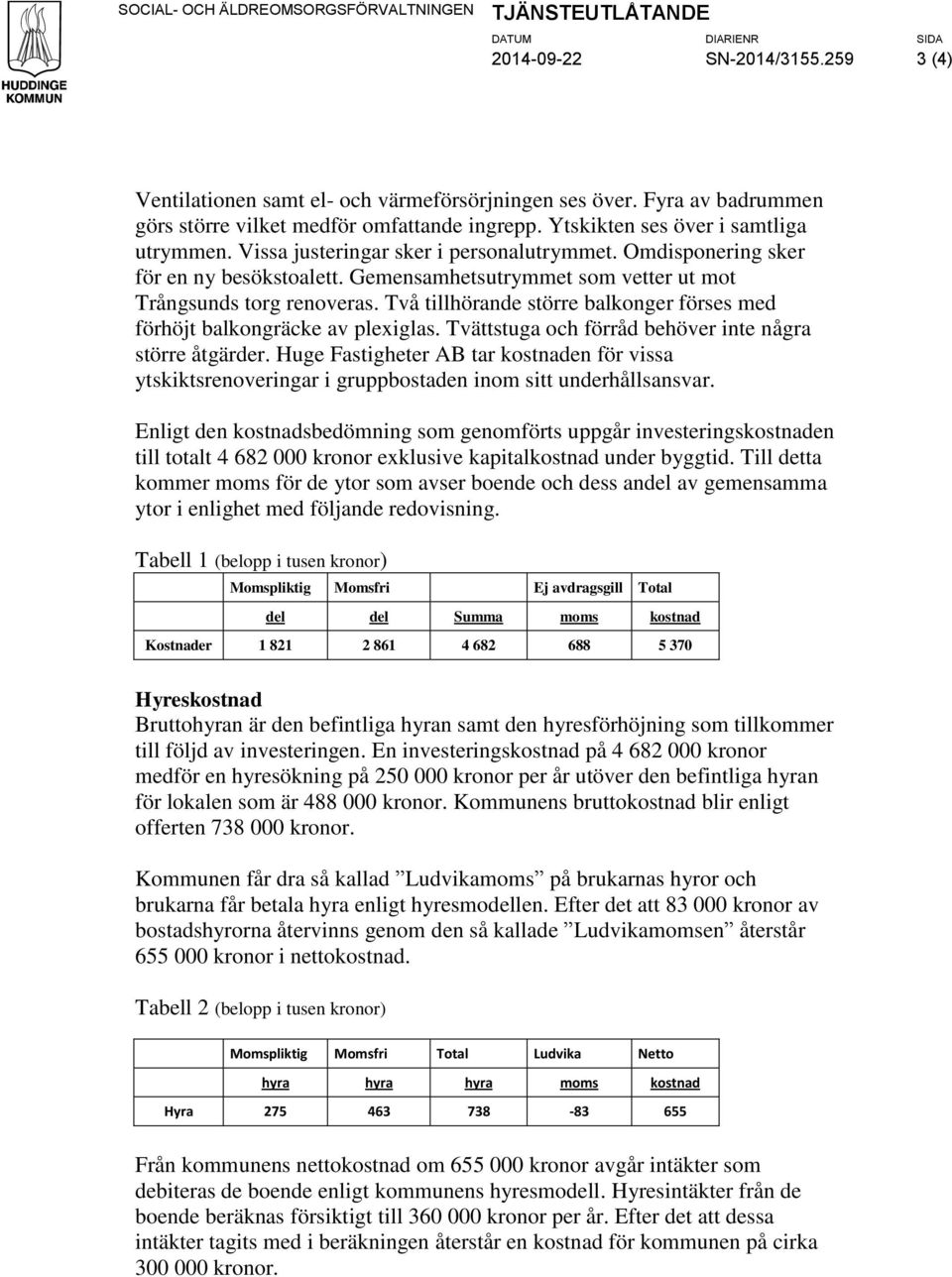 Gemensamhetsutrymmet som vetter ut mot Trångsunds torg renoveras. Två tillhörande större balkonger förses med förhöjt balkongräcke av plexiglas.