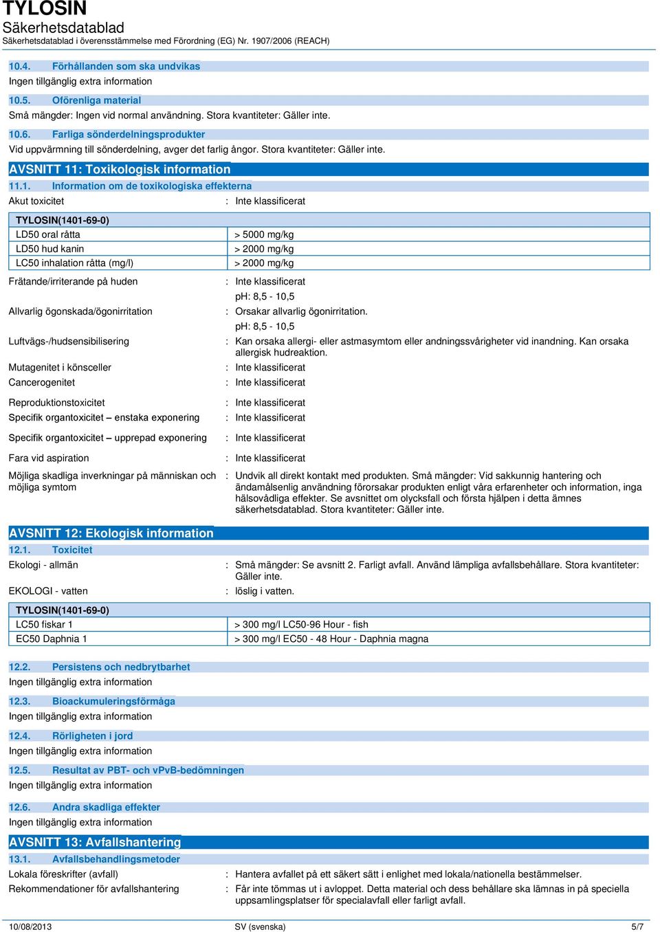 : Toxikologisk information 11
