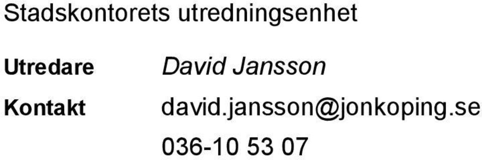 Kontakt David Jansson