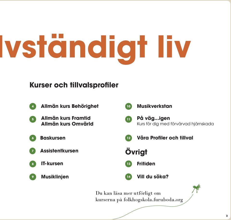 ..igen Kurs för dig med förvärvad hjärnskada 6 Baskursen 12 Våra Profiler och tillval 7