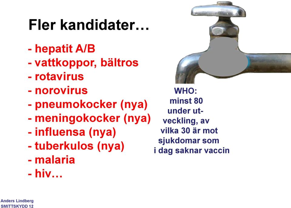 influensa (nya) - tuberkulos (nya) - malaria - hiv WHO: minst