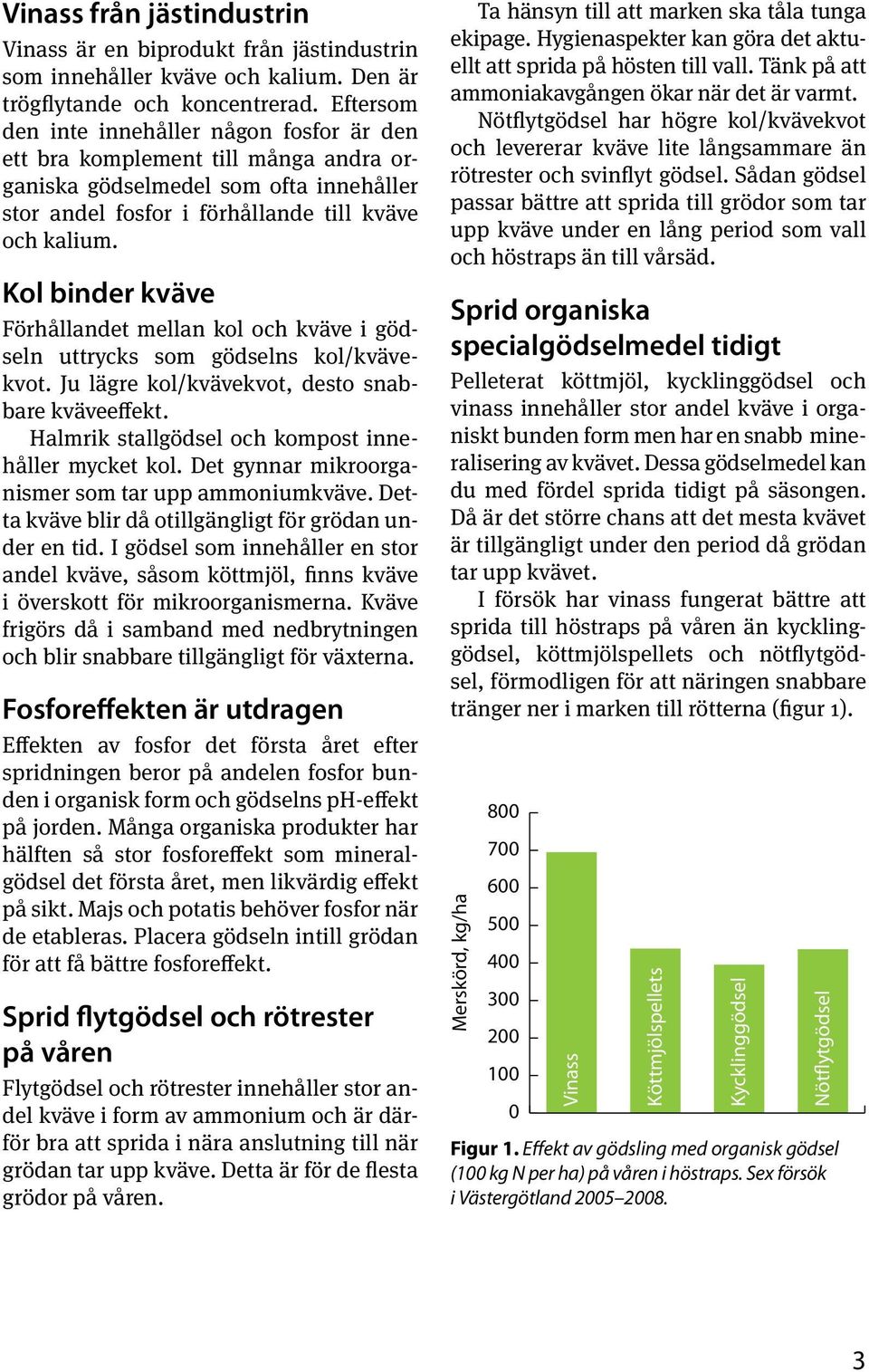 Kol binder kväve Förhållandet mellan kol och kväve i gödseln uttrycks som gödselns kol/kvävekvot. Ju lägre kol/kvävekvot, desto snabbare kväveeffekt.