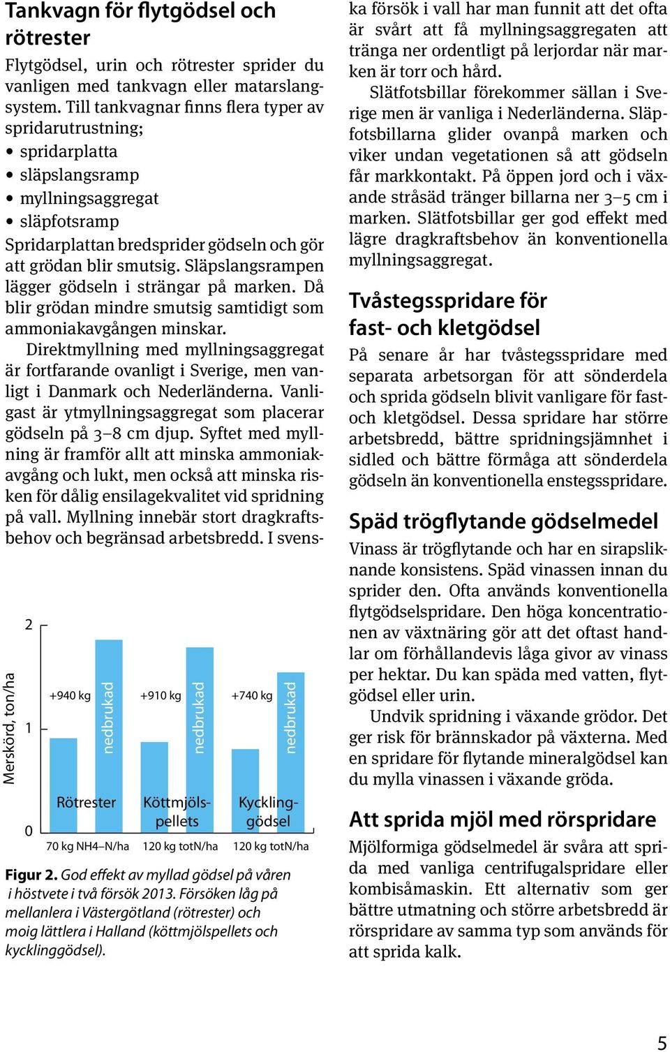 Till tankvagnar finns flera typer av spridarutrustning; spridarplatta släpslangsramp myllningsaggregat släpfotsramp Spridarplattan bredsprider gödseln och gör att grödan blir smutsig.
