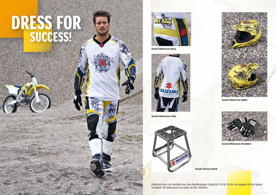 Suzuki Motocross Handskar Suzuki Service Stand 8 Kläderna finns att