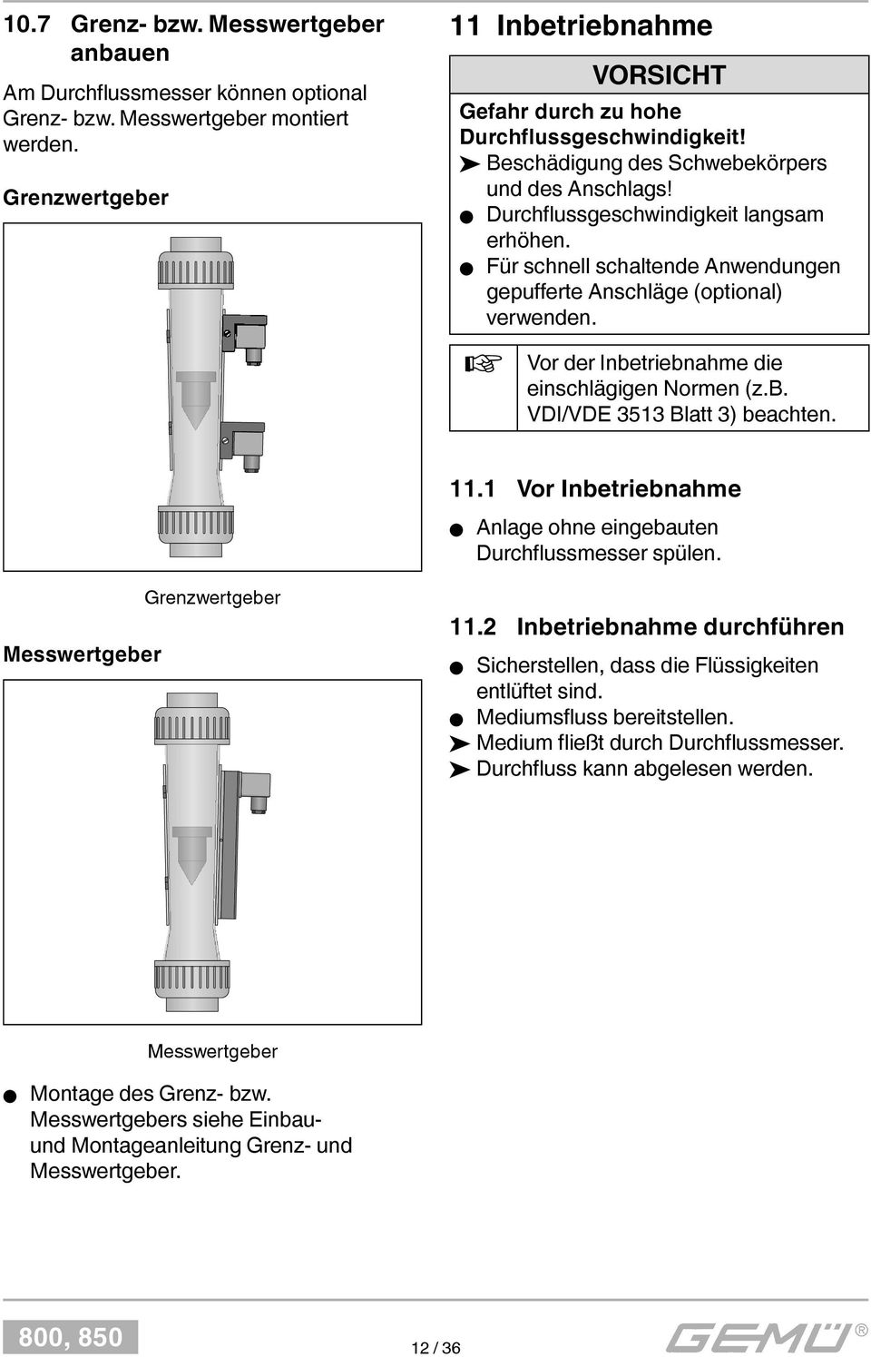 Für schnell schaltende Anwendungen gepufferte Anschläge (optional) verwenden. Vor der Inbetriebnahme die einschlägigen Normen (z.b. VDI/VDE 3513 Blatt 3) beachten. 11.