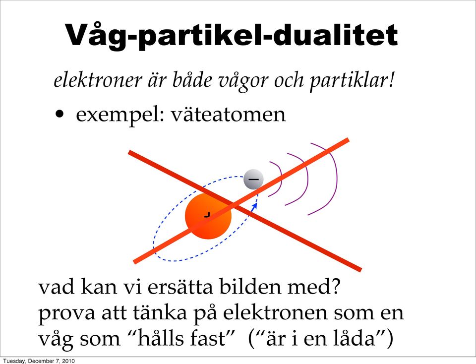 exempel: väteatomen + vad kan vi ersätta