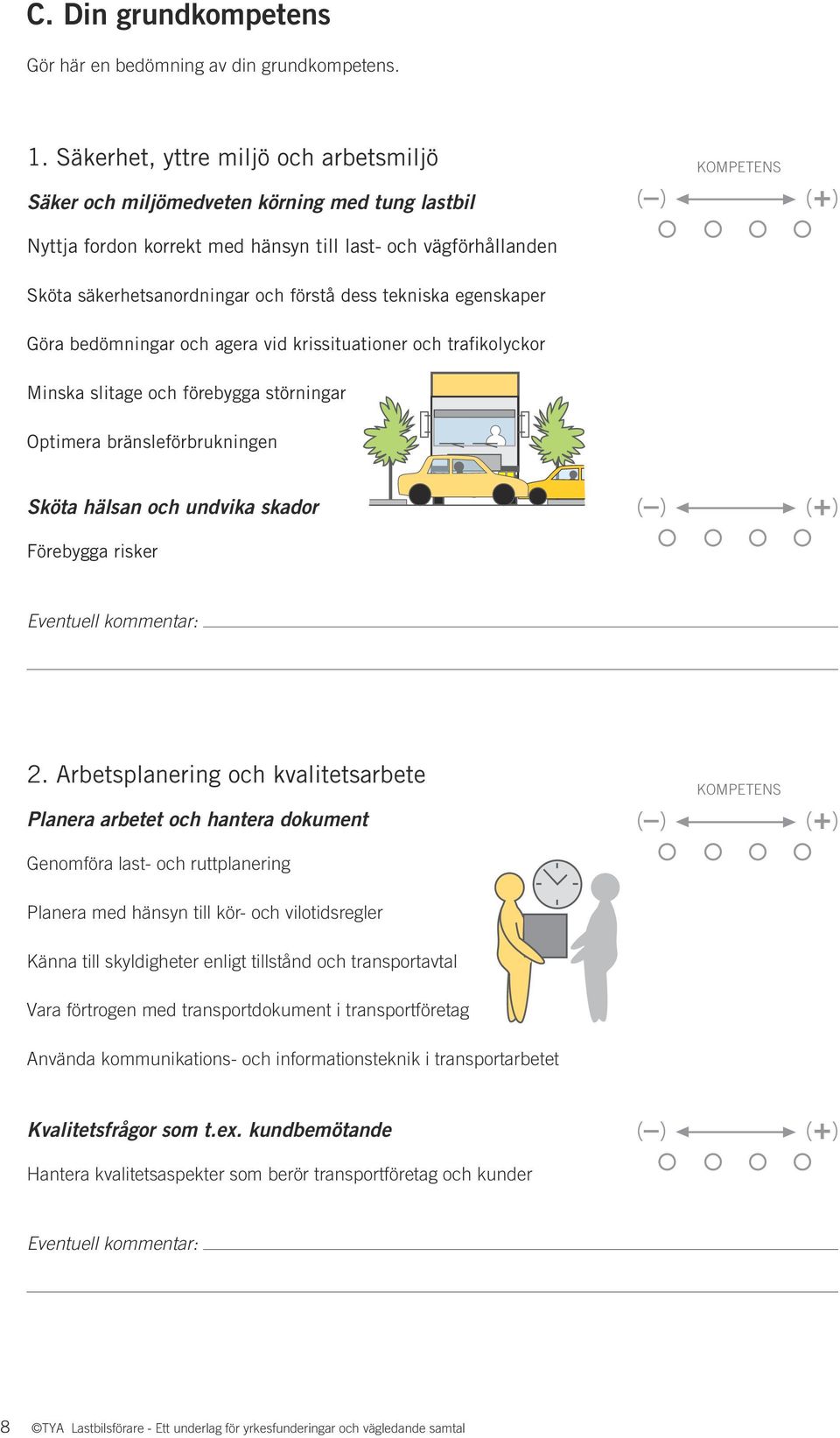 dess tekniska egenskaper Göra bedömningar och agera vid krissituationer och trafikolyckor Minska slitage och förebygga störningar Optimera bränsleförbrukningen Sköta hälsan och undvika skador