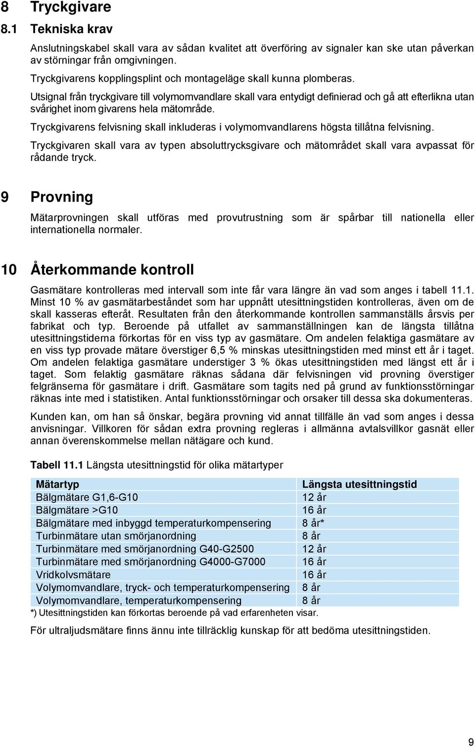 Utsignal från tryckgivare till volymomvandlare skall vara entydigt definierad och gå att efterlikna utan svårighet inom givarens hela mätområde.