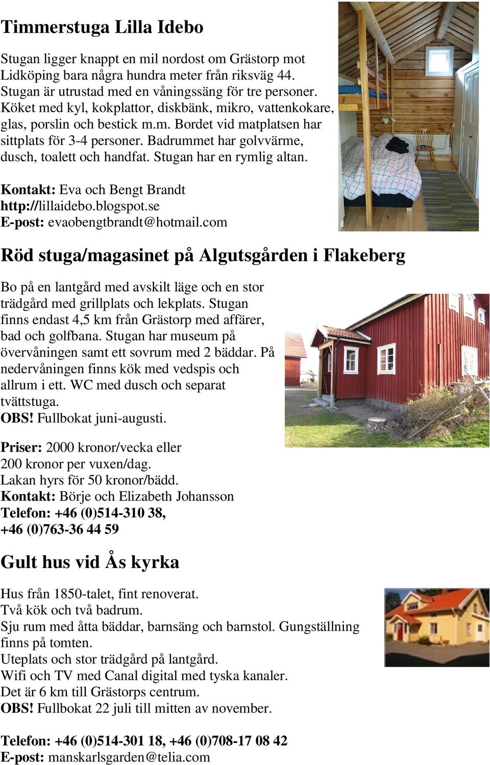 Bo bra i Grästorp! Good accommodation in Grästorp! Here you find cottages,  camping, Bed & Breakfast, hotel, motels and youth hostel. - PDF Free  Download
