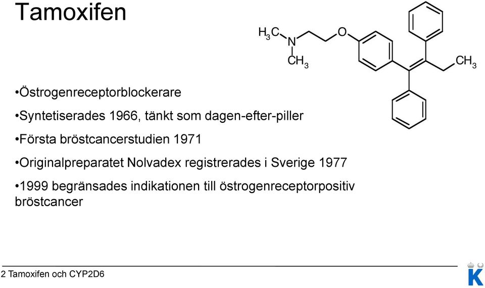 Originalpreparatet Nolvadex registrerades i Sverige 1977 1999