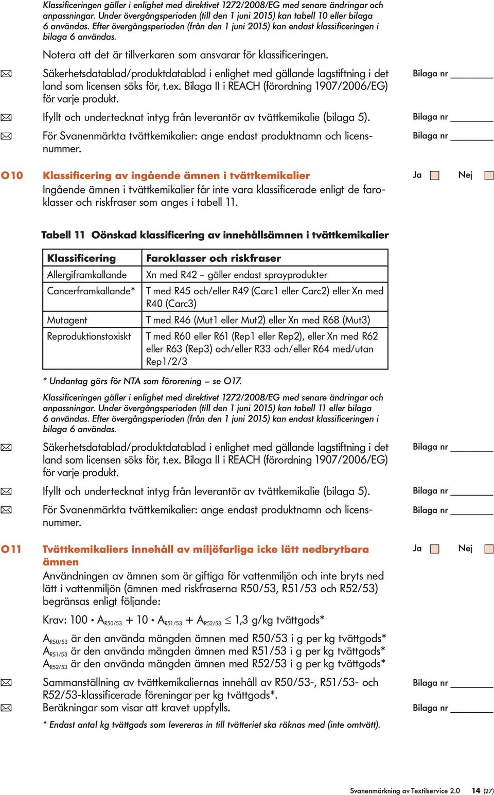 ( Säkerhetsdatabad/produktdatabad i enighet med gäande agstiftning i det and som icensen söks för, t.ex. Biaga II i REACH (förordning 1907/2006/EG) för varje produkt.