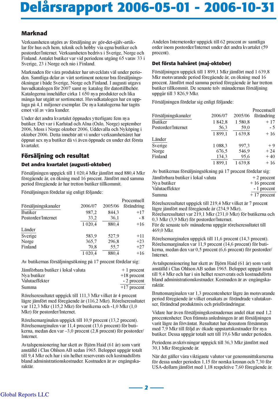 Marknaden för våra produkter har utvecklats väl under perioden. Samtliga delar av vårt sortiment noterar bra försäljningsökningar i både Sverige, Norge och Finland.