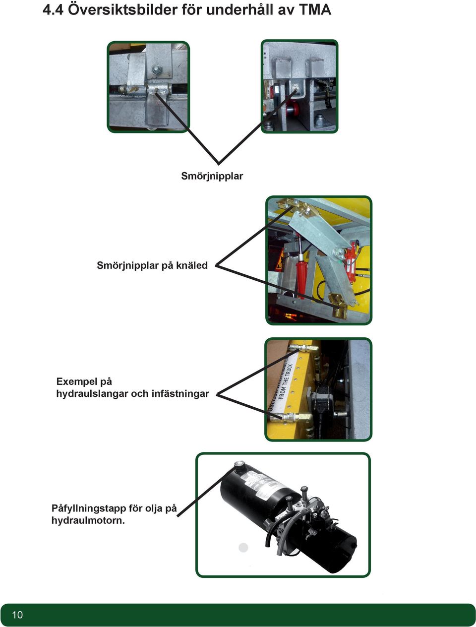 Exempel på hydraulslangar och