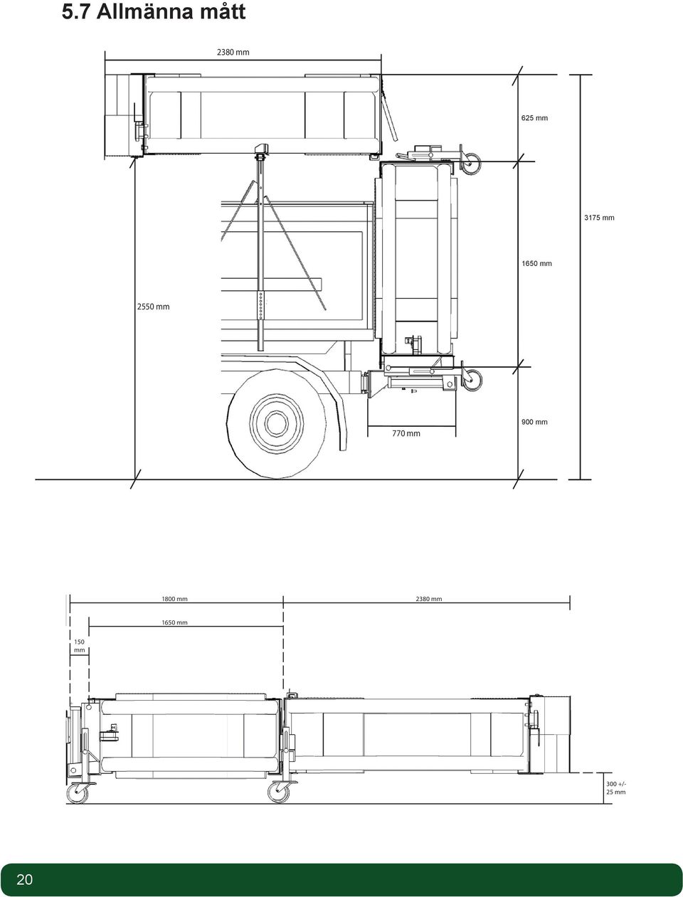 2550 mm 770 mm 1800 mm 900 925 mm