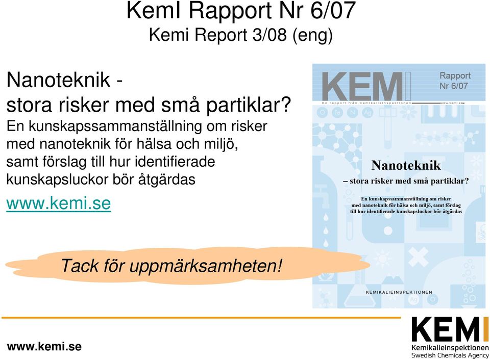 En kunskapssammanställning om risker med nanoteknik för hälsa