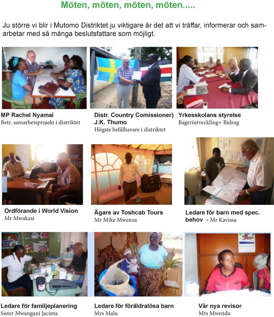 MP Rachel Nyamai Betr. samarbetsprojekt i distriktet Distr. Country Comissioner) J.K.