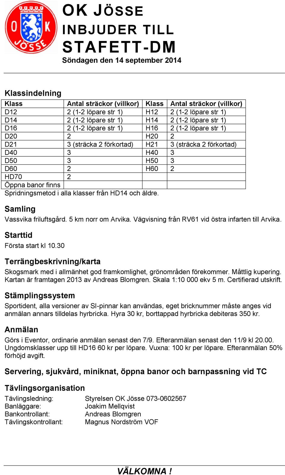 HD70 2 Öppna banor finns Spridningsmetod i alla klasser från HD14 och äldre. Samling Vassvika friluftsgård. 5 km norr om Arvika. Vägvisning från RV61 vid östra infarten till Arvika.
