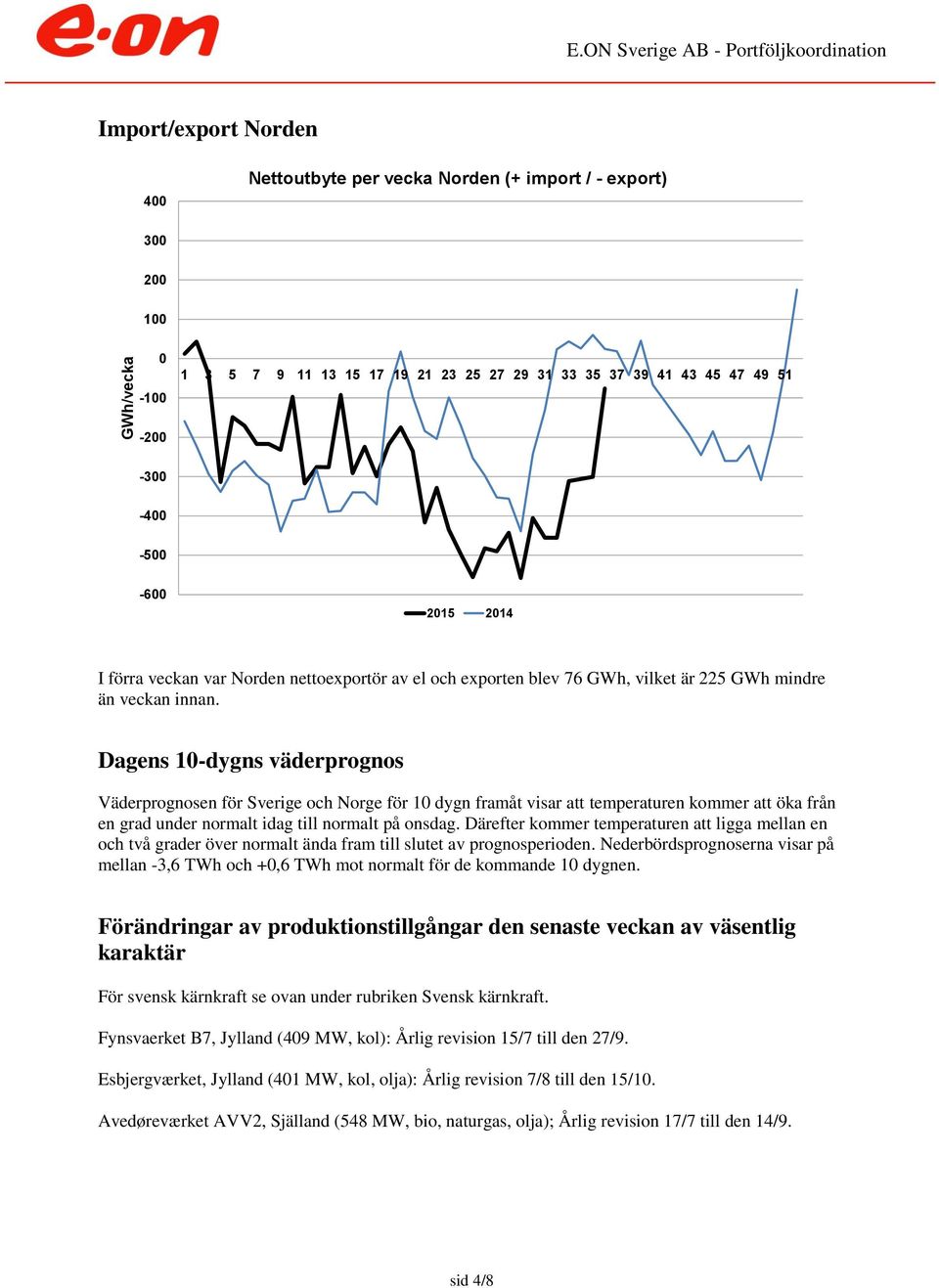 Dagens 1-dygns väderprognos Väderprognosen för Sverige och Norge för 1 dygn framåt visar att temperaturen kommer att öka från en grad under normalt idag till normalt på onsdag.