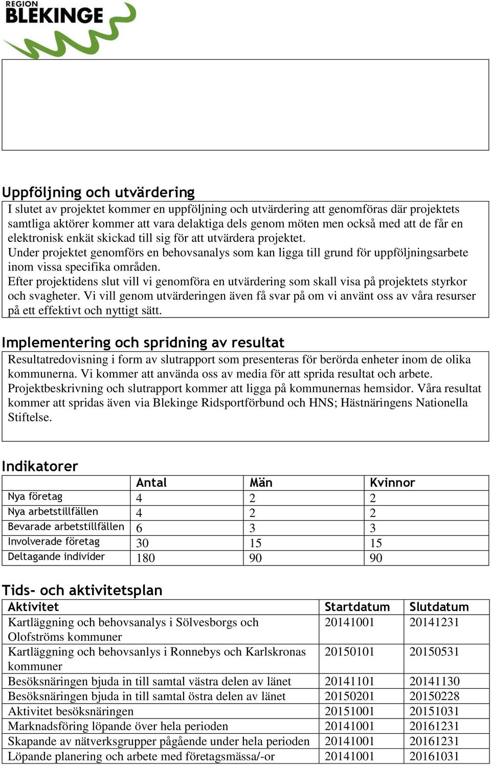 Efter projektidens slut vill vi genomföra en utvärdering som skall visa på projektets styrkor och svagheter.