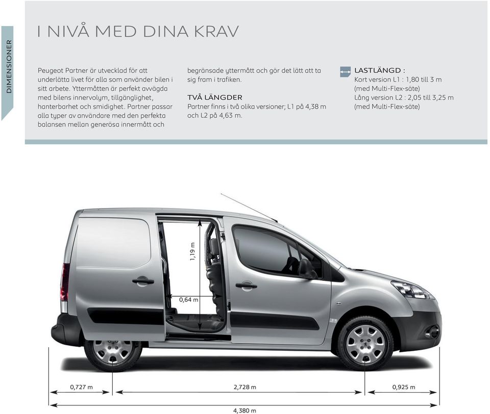 Partner passar alla typer av användare med den perfekta balansen mellan generösa innermått och begränsade yttermått och gör det lätt att ta sig fram i trafiken.