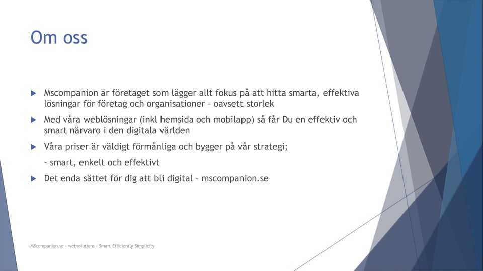 Du en effektiv och smart närvaro i den digitala världen Våra priser är väldigt förmånliga och bygger