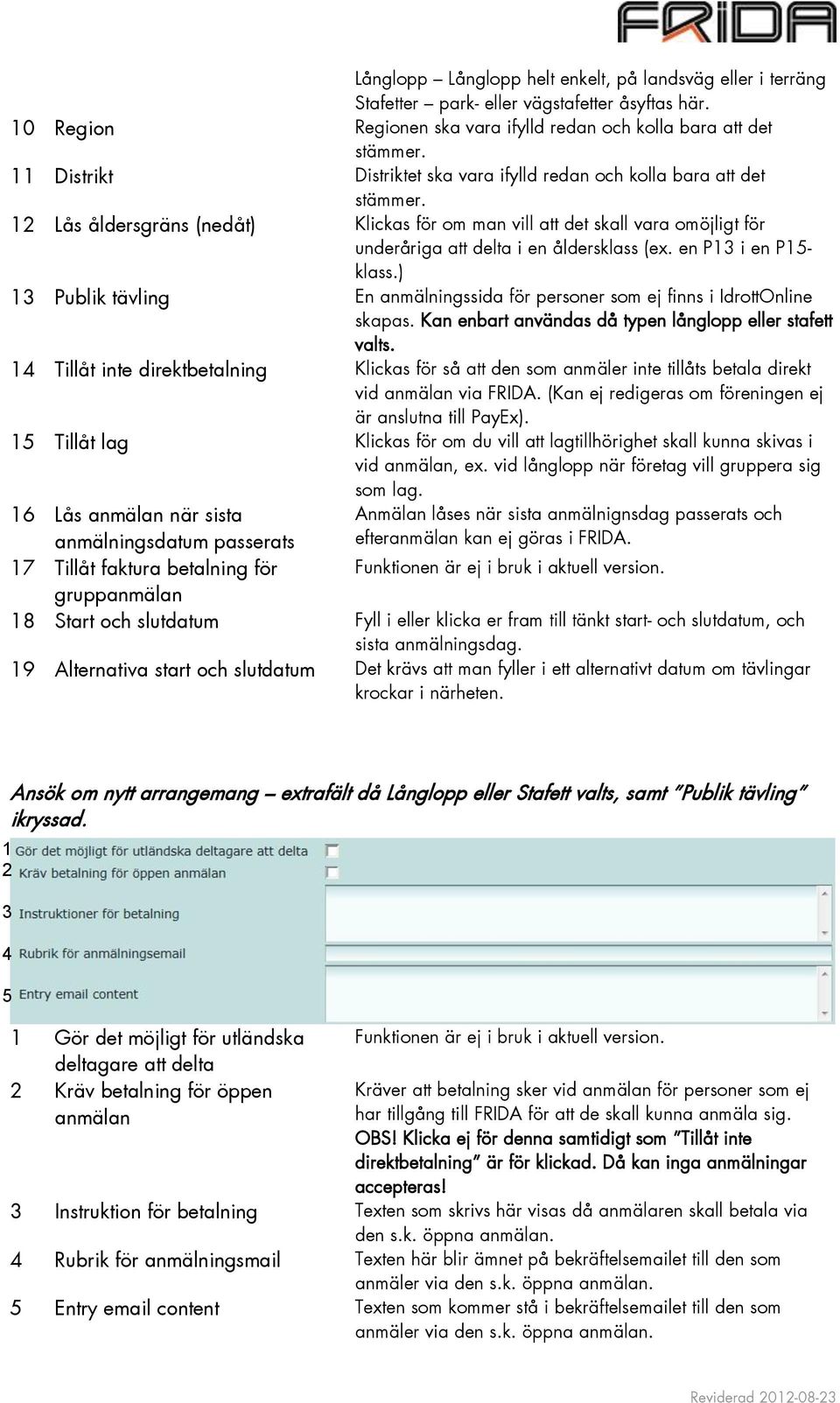 12 Lås åldersgräns (nedåt) Klickas för om man vill att det skall vara omöjligt för underåriga att delta i en åldersklass (ex. en P13 i en P15- klass.