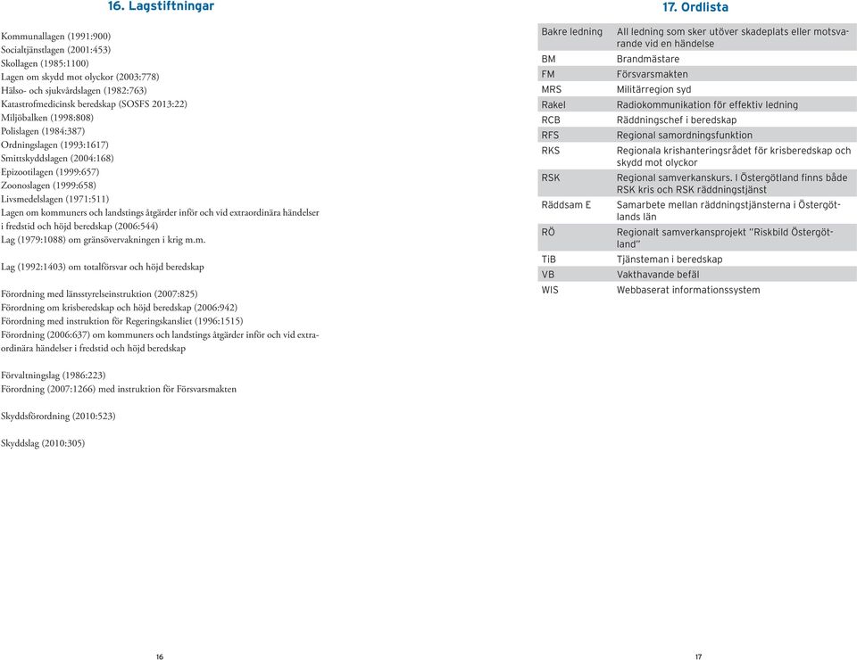 (SOSFS 2013:22) Miljöbalken (1998:808) Polislagen (1984:387) Ordningslagen (1993:1617) Smittskyddslagen (2004:168) Epizootilagen (1999:657) Zoonoslagen (1999:658) Livsmedelslagen (1971:511) Lagen om
