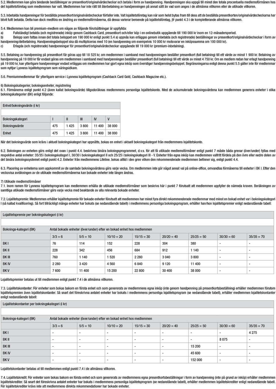 Medlemmen har inte rätt till återbetalning av handpenningen på annat sätt än vad som anges i de allmänna villkoren eller de utökade villkoren. 5.3.