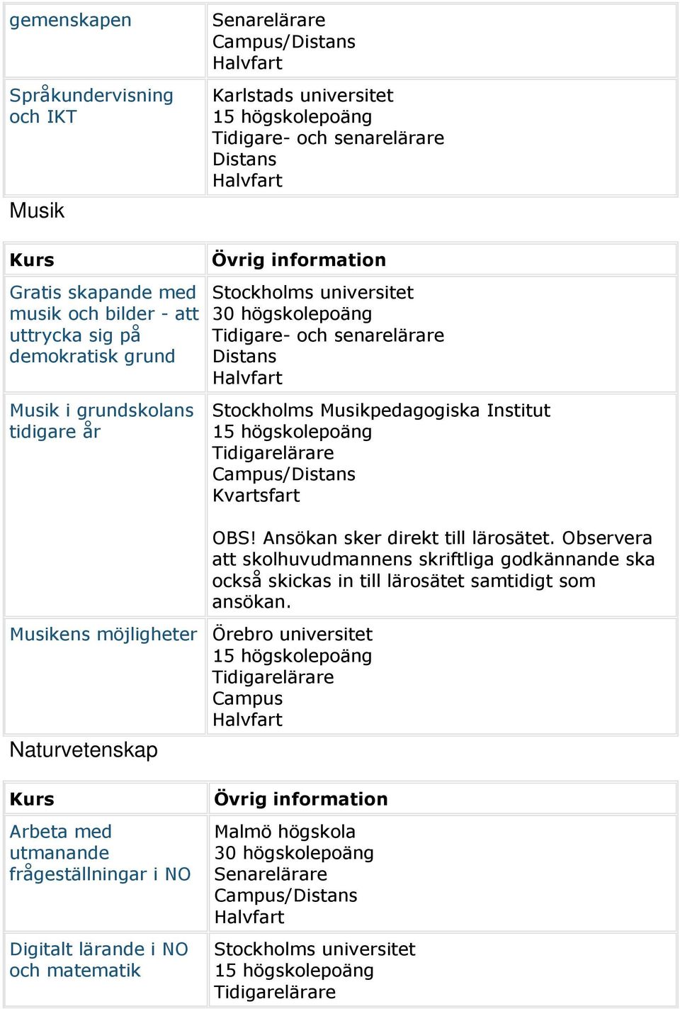 Observera att skolhuvudmannens skriftliga godkännande ska också skickas in till lärosätet samtidigt som ansökan.