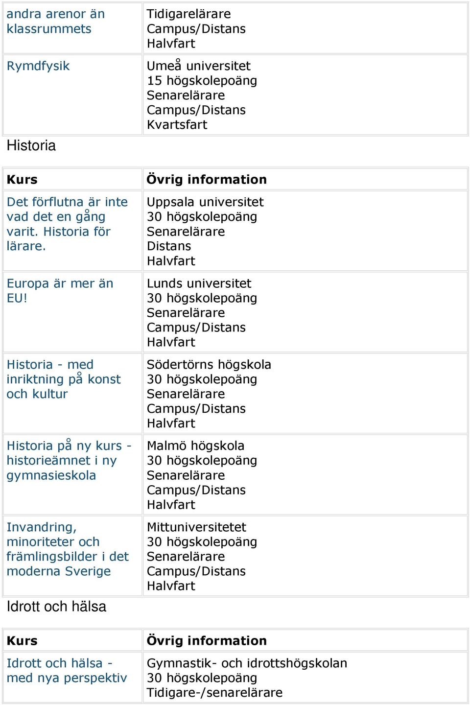 Historia - med inriktning på konst och kultur Historia på ny kurs - historieämnet i ny gymnasieskola Invandring, minoriteter
