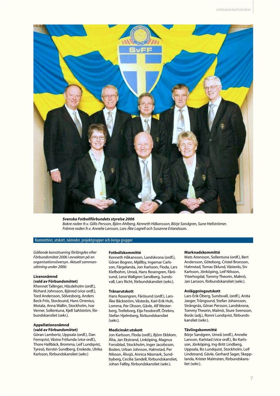 Aktuell sammansättning under 2006: Licensnämnd (vald av Förbundsmötet) Khennet Tallinger, Hässleholm (ordf.), Richard Johnsson, Bjärred (vice ordf.