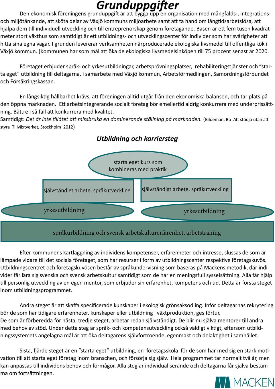 Basen är ett fem tusen kvadratmeter stort växthus som samtidigt är ett utbildnings- och utvecklingscenter för individer som har svårigheter att hitta sina egna vägar.