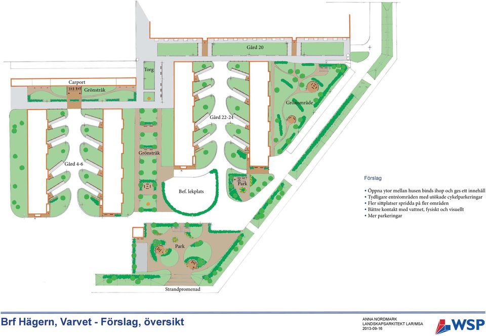 entréområden med utökade cykelparkeringar Fler sittplatser spridda på fler områden Bättre