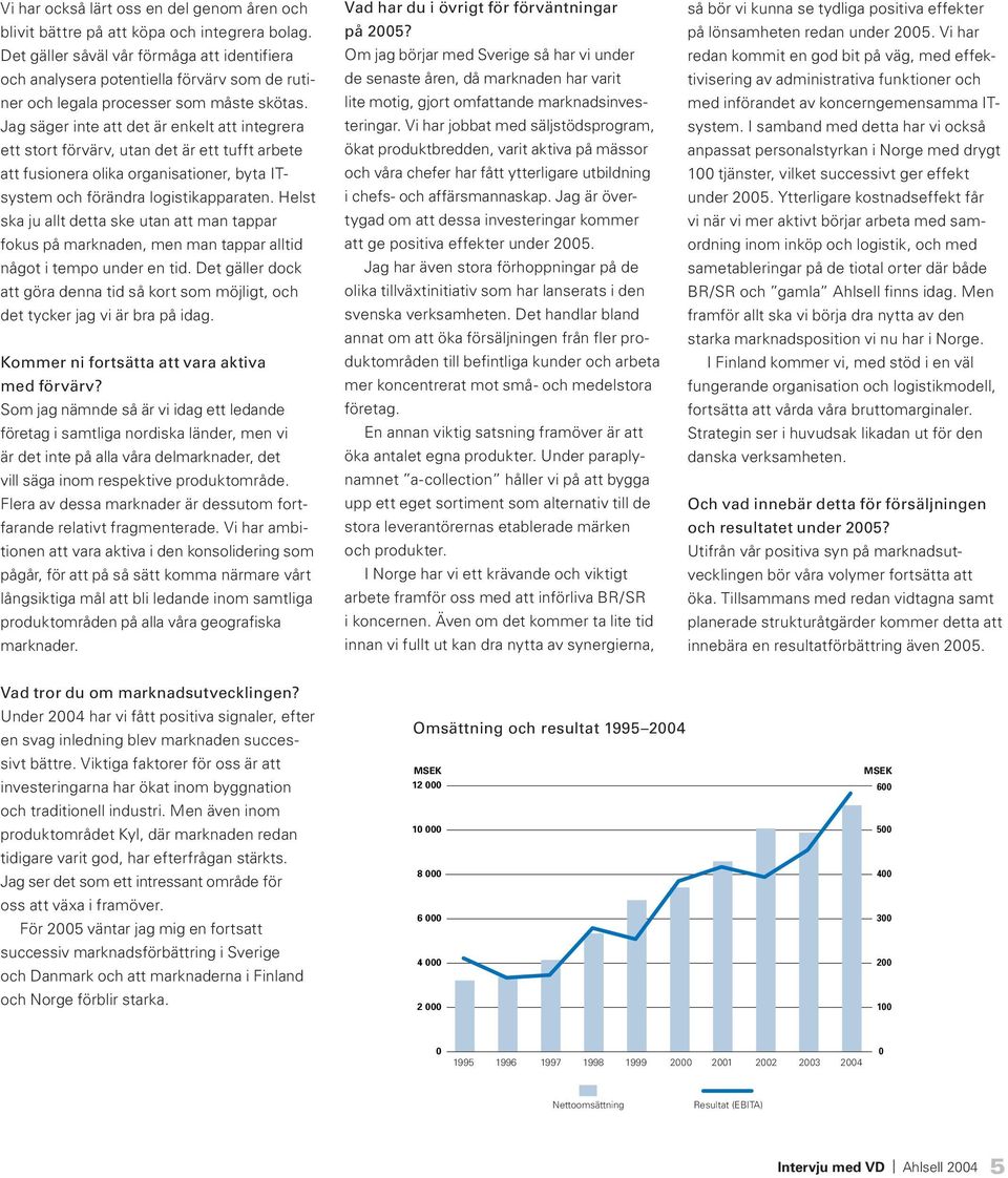 Jag säger inte att det är enkelt att integrera ett stort förvärv, utan det är ett tufft arbete att fusionera olika organisationer, byta ITsystem och förändra logistikapparaten.