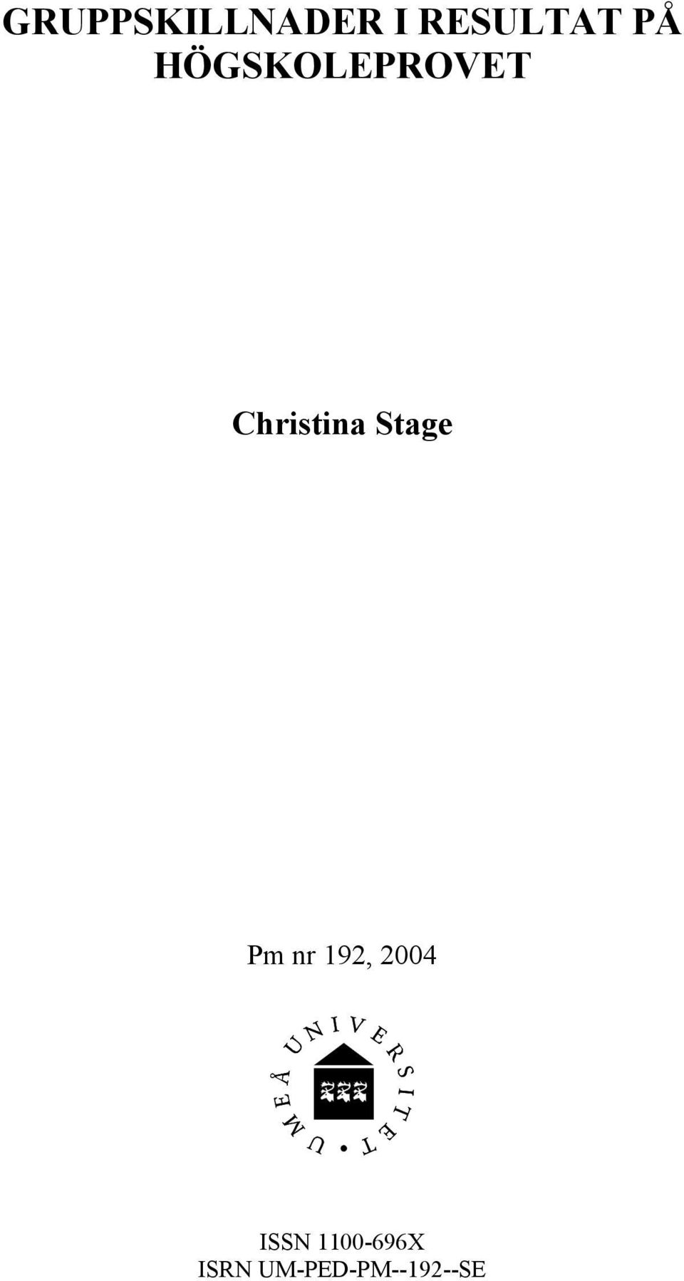 Stage Pm nr 192, 2004 ISSN