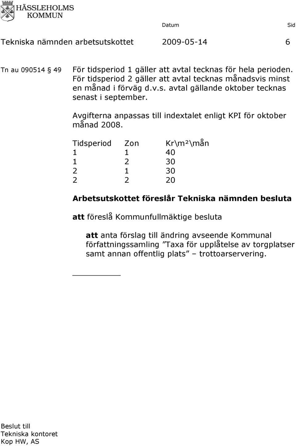 Avgifterna anpassas till indextalet enligt KPI för oktober månad 2008.