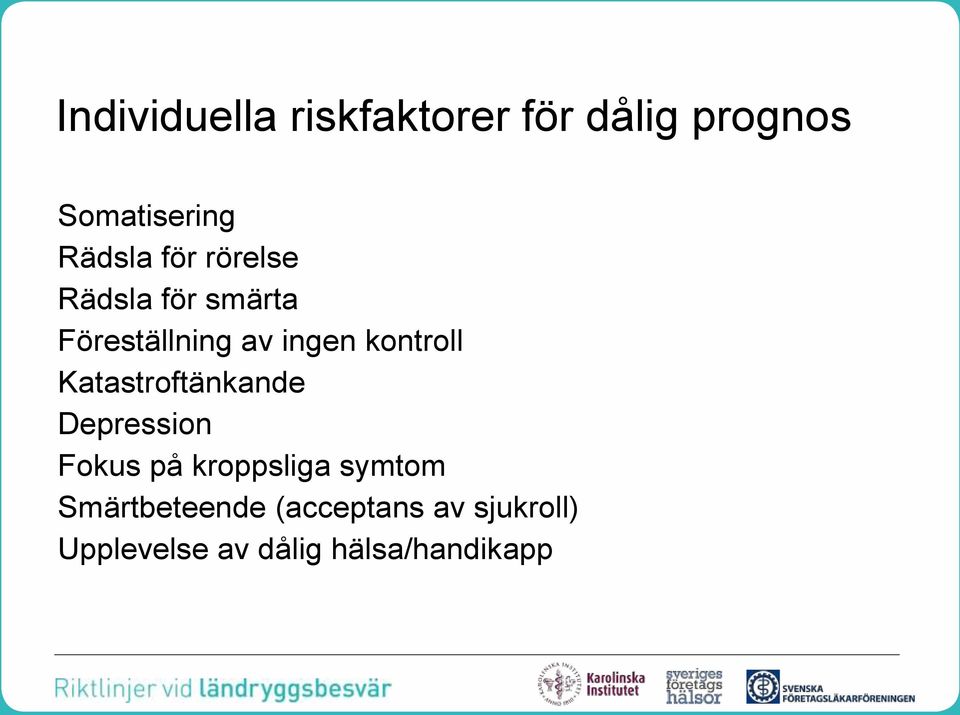 Katastroftänkande Depression Fokus på kroppsliga symtom