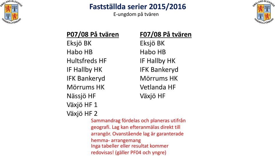 planeras utifrån geografi.