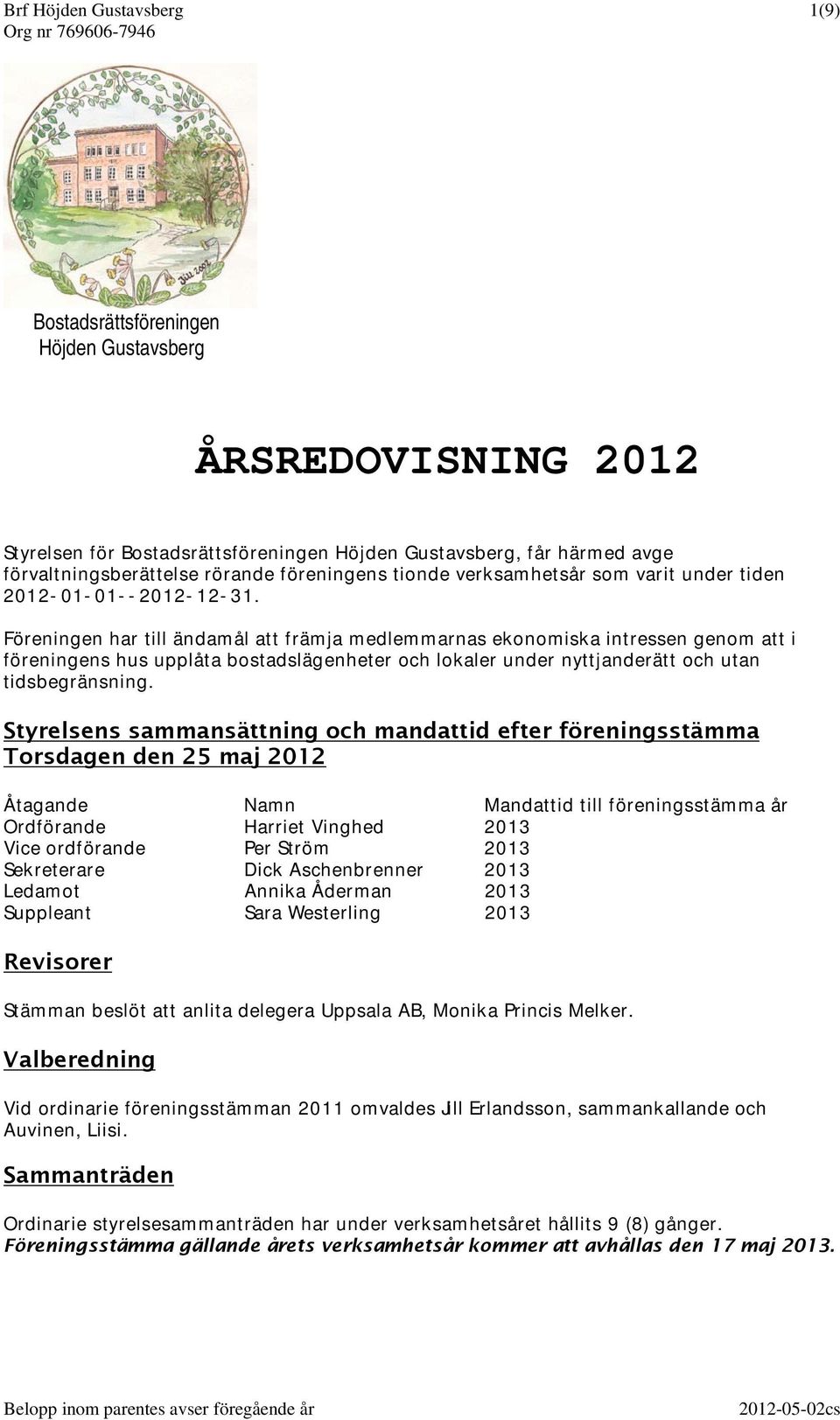 Föreningen har till ändamål att främja medlemmarnas ekonomiska intressen genom att i föreningens hus upplåta bostadslägenheter och lokaler under nyttjanderätt och utan tidsbegränsning.
