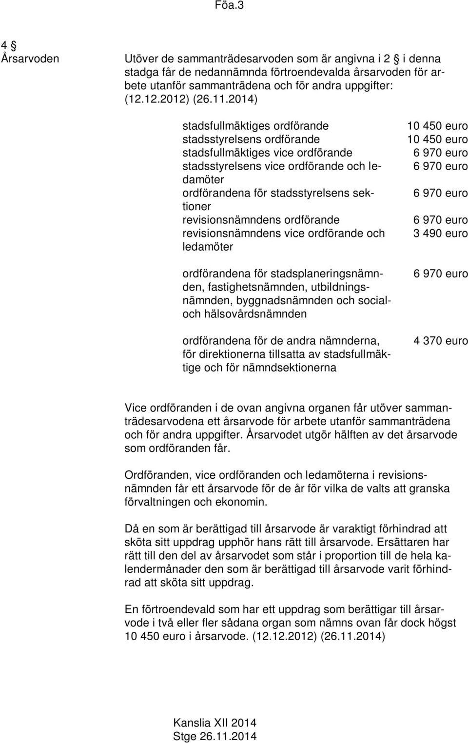 2014) stadsfullmäktiges stadsstyrelsens stadsfullmäktiges vice stadsstyrelsens vice och ledamöter na för stadsstyrelsens sektioner revisionsnämndens revisionsnämndens vice och ledamöter na för