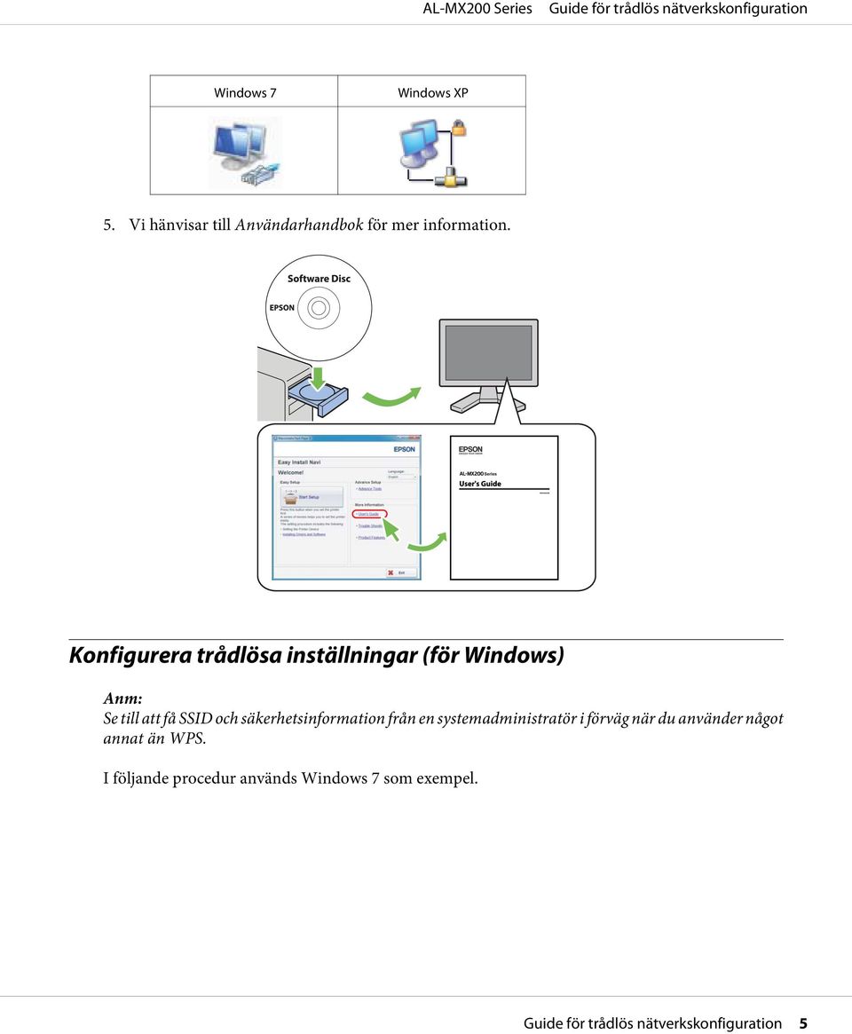 Konfigurera trådlösa inställningar (för Windows) Anm: Se till att få SSID