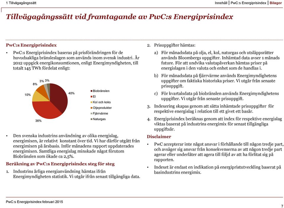 är relativt konstant över tid. Vi har därför utgått från energimixen på årsbasis. Inför månadens rapport uppdaterades energimixen.