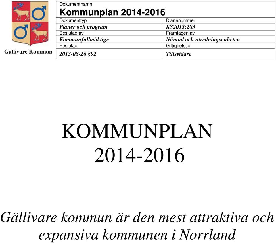 Tillsvidare KS2013:283 Framtagen av Nämnd och utredningsenheten Giltighetstid