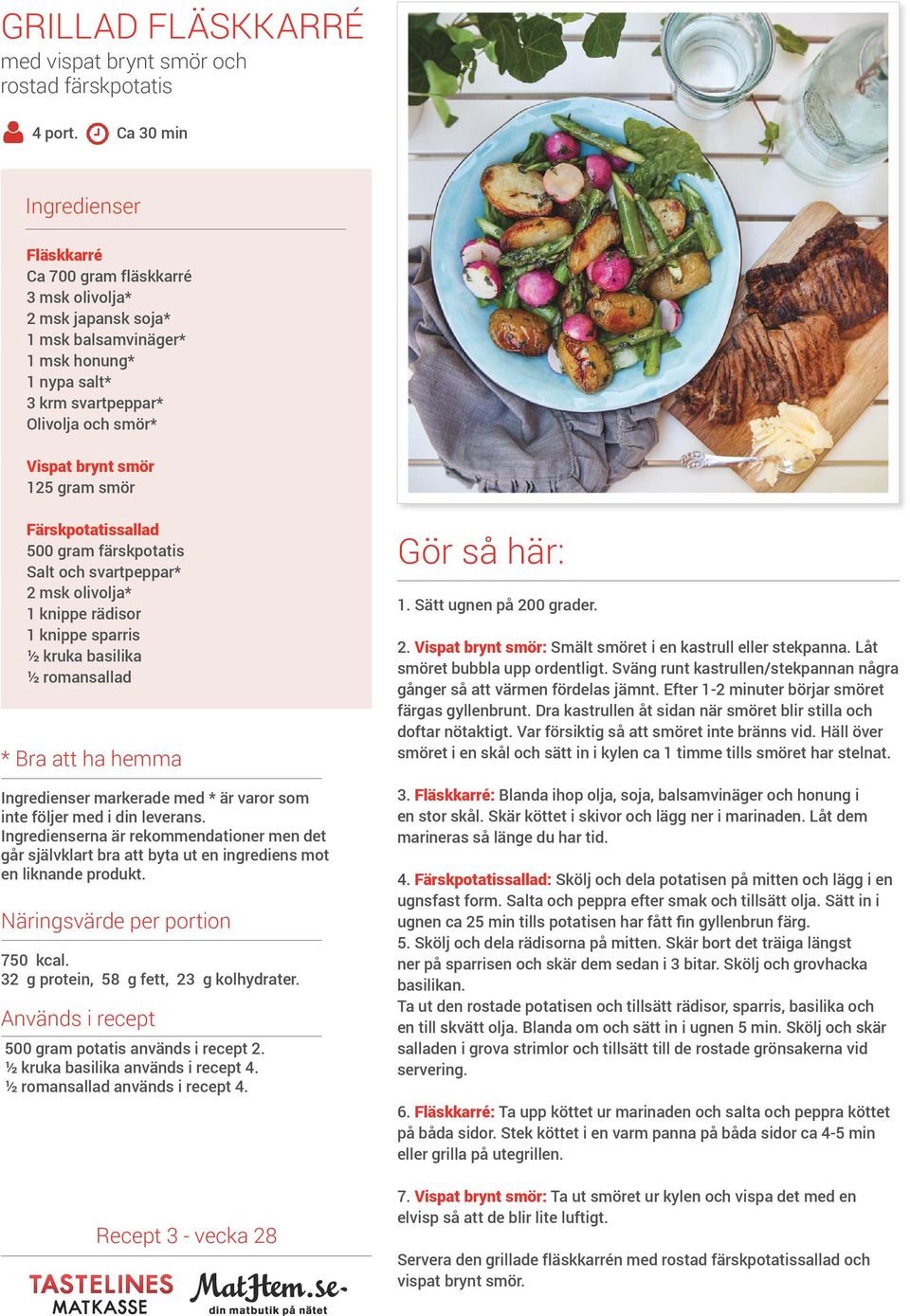 romansallad na är rekommendationer men det 70 kcal. 32 g protein, 8 g fett, 23 g kolhydrater. 00 gram potatis används i recept 2. ½ kruka basilika används i recept 4. ½ romansallad används i recept 4.