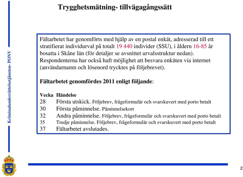 Respondenterna har också haft möjlighet att besvara enkäten via internet (användarnamn och lösenord trycktes på följebrevet).