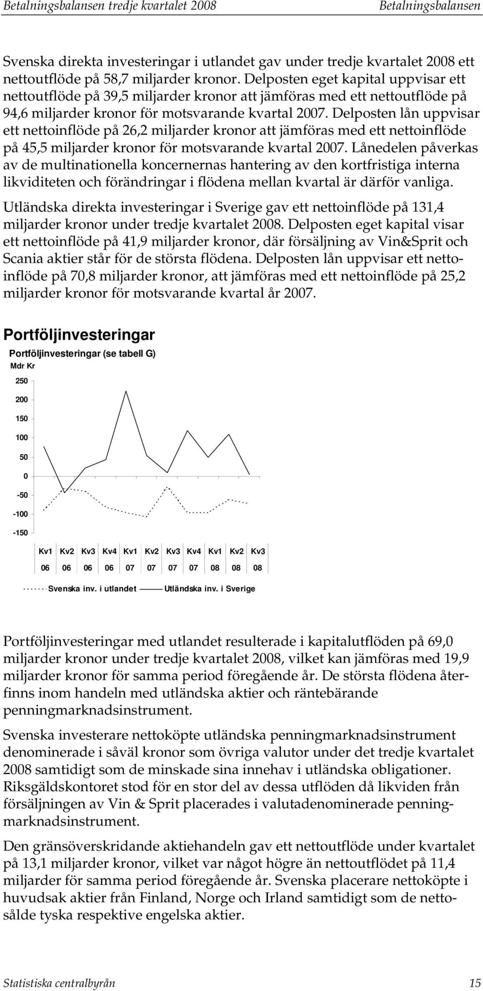 Delposen lån uppvisar e neoinflöde på 26,2 miljarder kronor a jämföras med e neoinflöde på 45,5 miljarder kronor för mosvarande kvaral 2007.