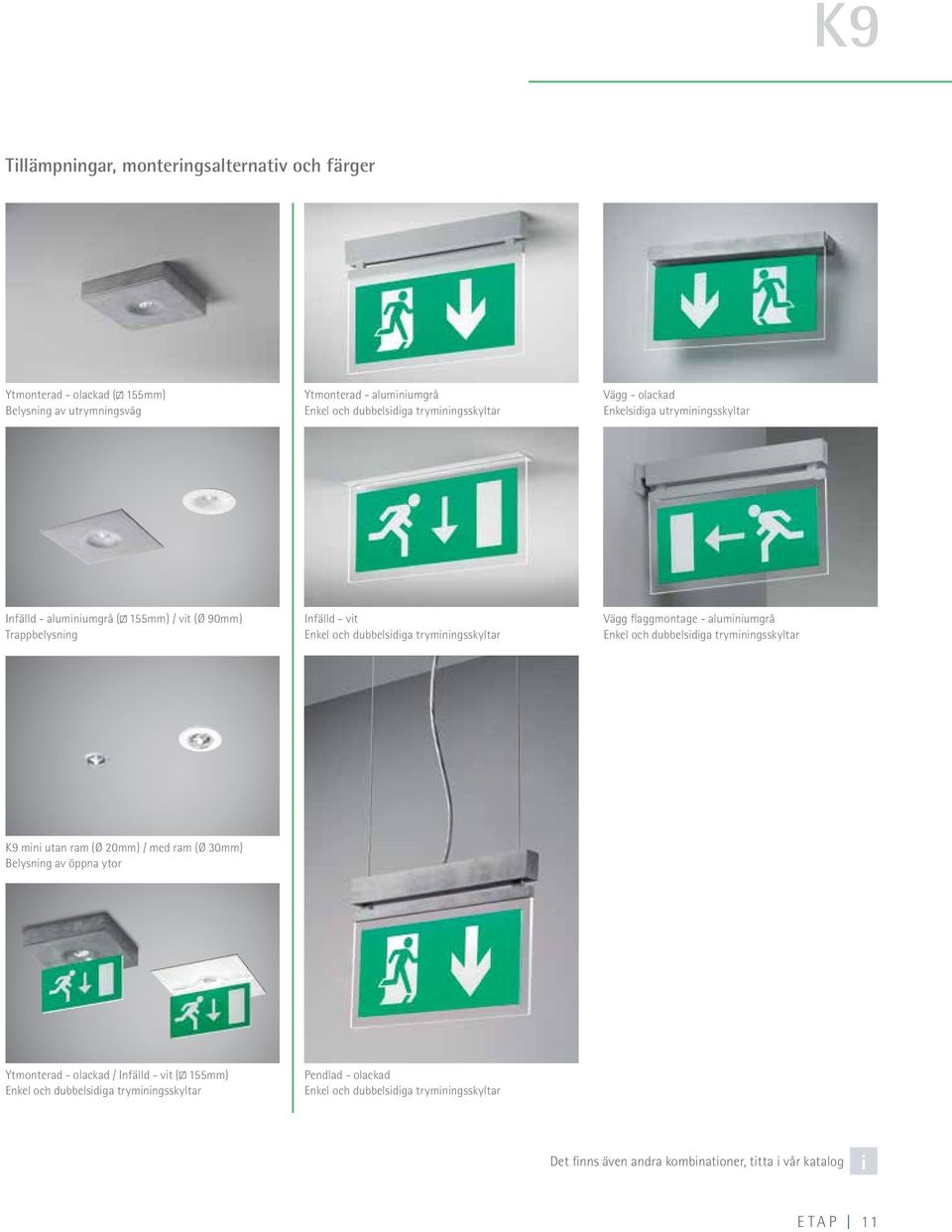 flaggmontage - aluminiumgrå Enkel och dubbelsidiga tryminingsskyltar K9 mini utan ram (Ø 20mm) / med ram (Ø 30mm) Belysning av öppna ytor Ytmonterad - olackad / Infälld -